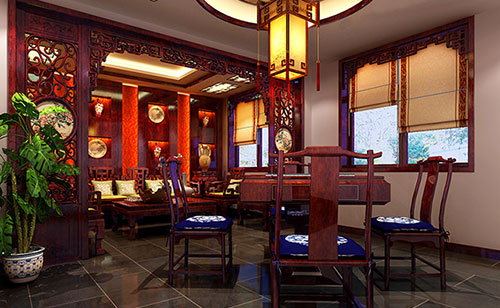 七坊镇古典中式风格茶楼包间设计装修效果图